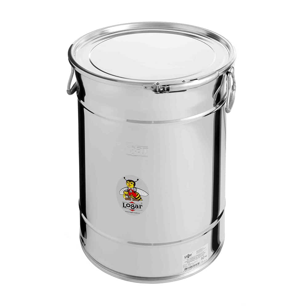 Logar Edelstahl Lagerbehälter 35 kg mit Spannring Stapelbar - Ø31x37 – Bild 1