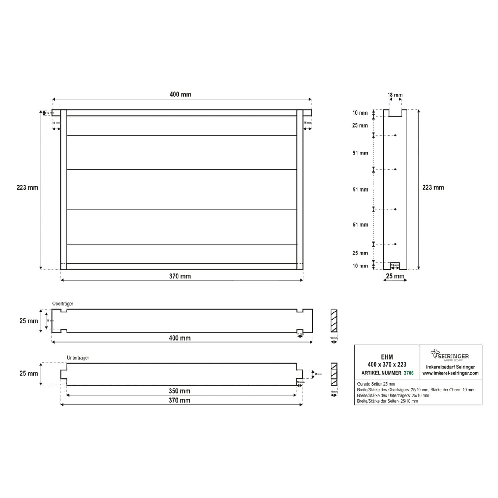 Rähmchen EHM - gerade - 400x370x223 - 20 Stk. – Bild 1