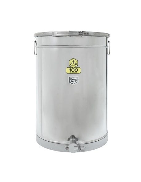 CFM Abfüllbehälter 100 kg mit Auflagedeckel und DN40 Milchgewinde