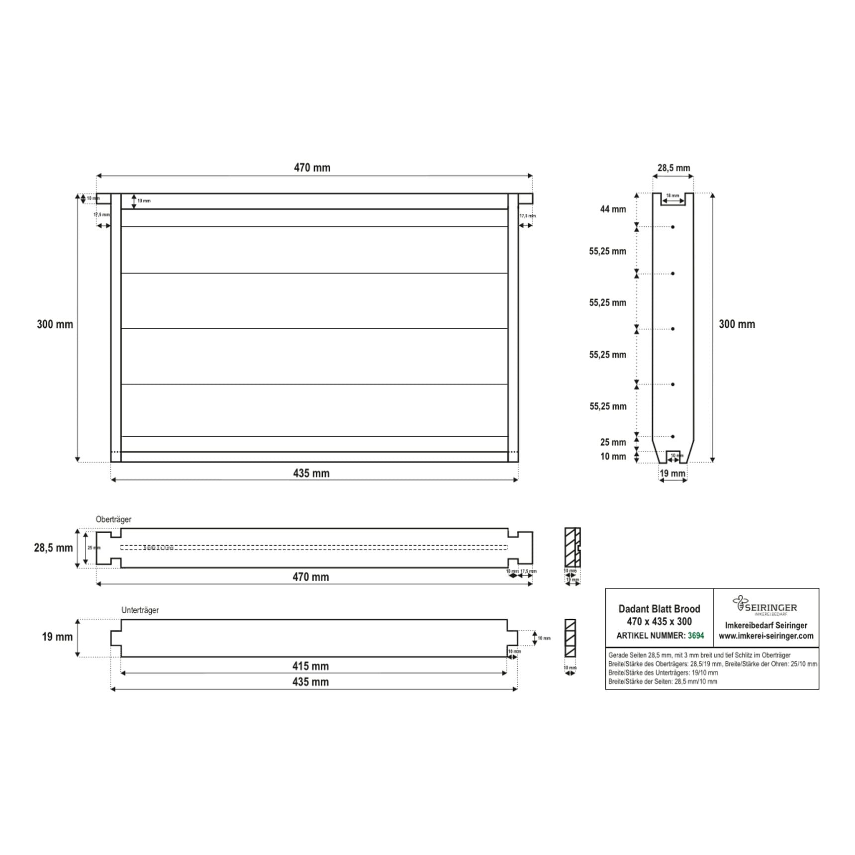 Dadant_Blatt_Brood_470x435x300_gerade_Seiten_28,5(3694)webshop Rähmchen Dadant Blatt Brut - gerade - 470x435x300-25/28 – Bild 1