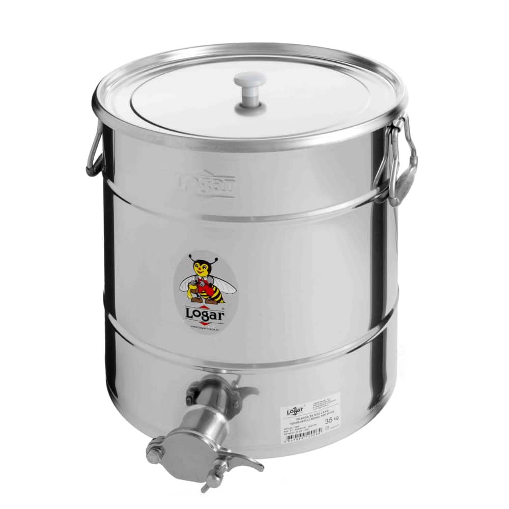 Logar Edelstahl Abfüllbehälter 35 kg mit Auflagedeckel - Ø31x37 – Bild 1