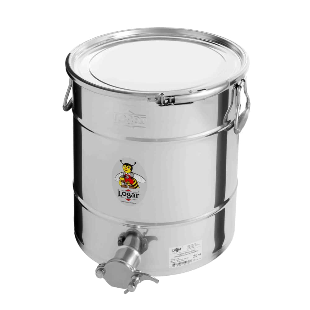 Abfuellbehaelter 35kg sr Logar Edelstahl Abfüllbehälter mit Spannring