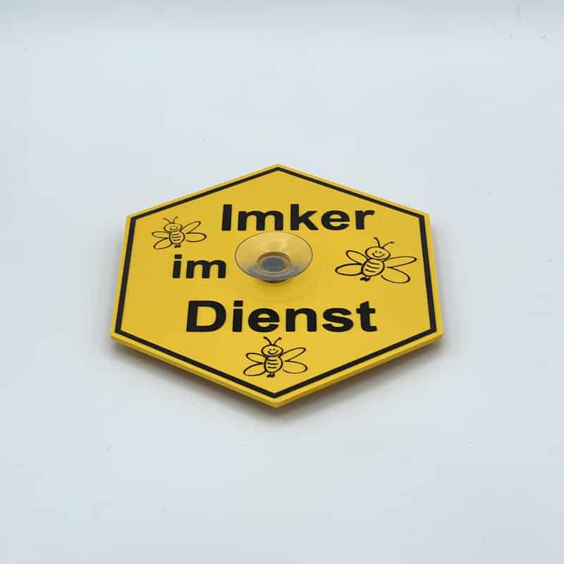 Schild_Imker-im-Dienst Saugnapfschild "Imker im Dienst"-Wabenform – Bild 1