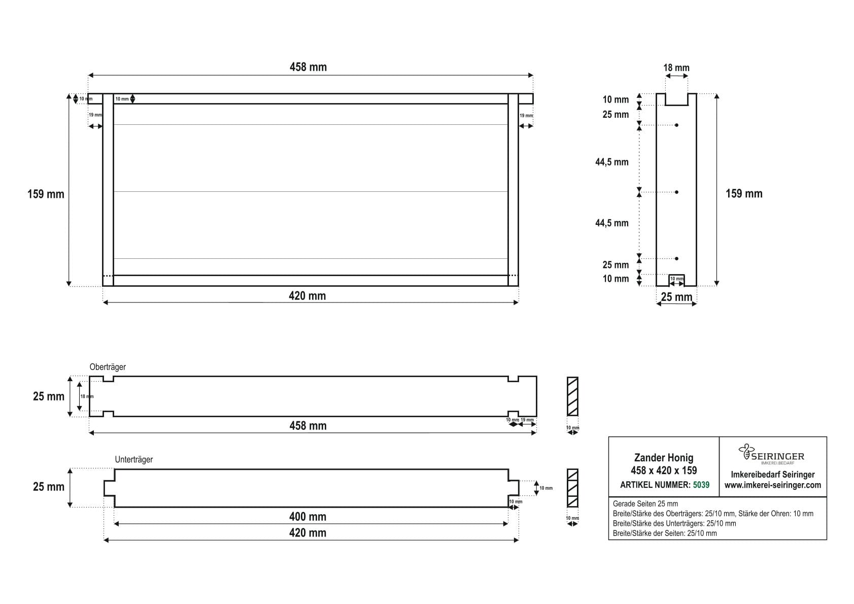 Rähmchen Zander - gerade - 458x420x159 – Bild 1